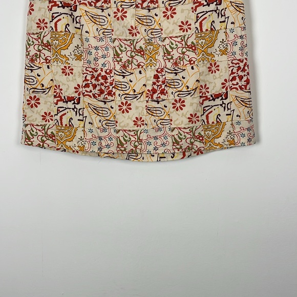 J Crew Retro Boho Patchwork Floral Womens 10 Cotton Raised Stitch Multi Skirt - Picture 2 of 6